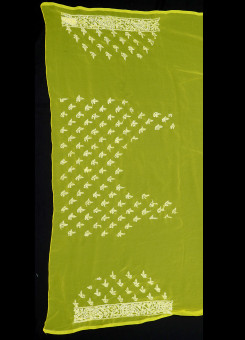 ISHIEQA's Yellow Georgette Chikankari Saree- DC0202C