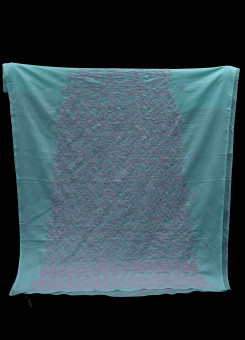 ISHIEQAs Chikankari Sea Green-Pink Cotton Kurti Fabric - MV1401E