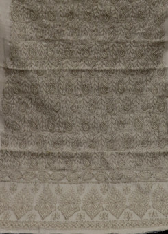 ISHIEQAs Chikan Grey A Chanderi Kurti Fabric - AN0105E