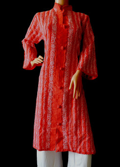 ISHIEQA's Coral Cotton Chikankari Kurti  - DC1202B
