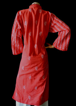ISHIEQA's Coral Cotton Chikankari Kurti  - DC1202B