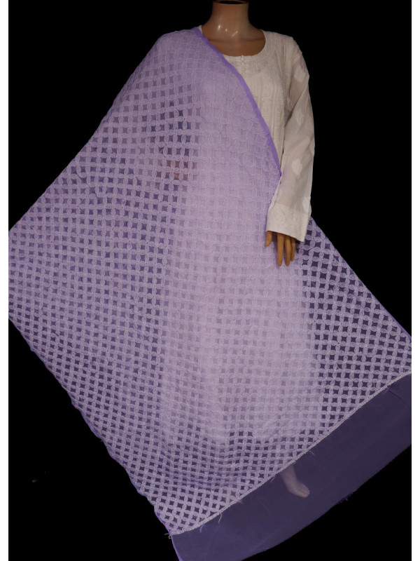 ISHIEQA's Purple Georgette Chikankari Dupatta - KL0311D