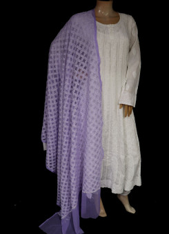 ISHIEQA's Purple Georgette Chikankari Dupatta - KL0311D