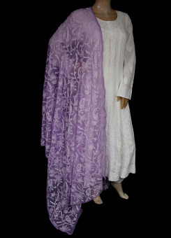 ISHIEQA's Purple Georgette Chikankari Dupatta - MV1207D