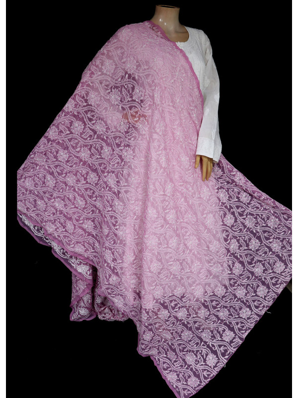ISHIEQA's Rouge Georgette Chikankari Dupatta - MV1207D