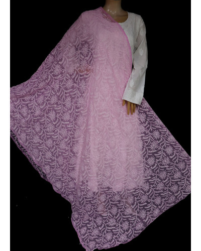 ISHIEQA's Pink Georgette Chikankari Dupatta - MV1207D