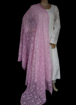 ISHIEQA's Pink Georgette Chikankari Dupatta - MV1207D