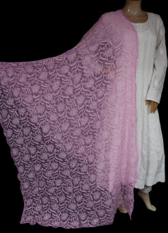 ISHIEQA's Pink Georgette Chikankari Dupatta - MV1207D
