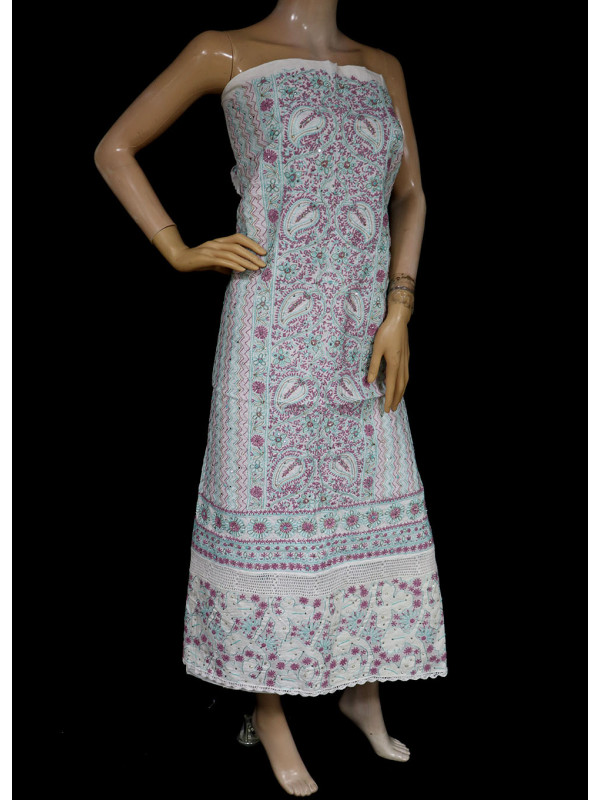 ISHIEQA's White Cotton Kurti Fabric - MC0102D