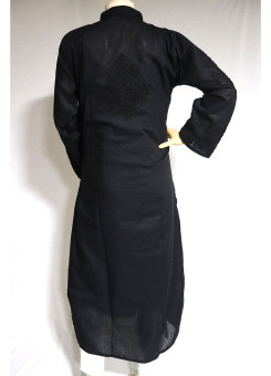 ISHIEQA's Aari work Black Cotton Kurti  - MV1101D
