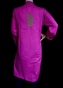 ISHIEQA's Pink-Green Cotton Chikankari Kurti - SF0203A
