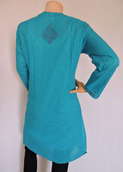 ISHIEQA's Blue Cotton Chikankari Kurti  - AN0203C