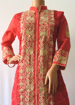 ISHIEQA's Aari work Coral-B Cotton Kurti  - DC0101B 