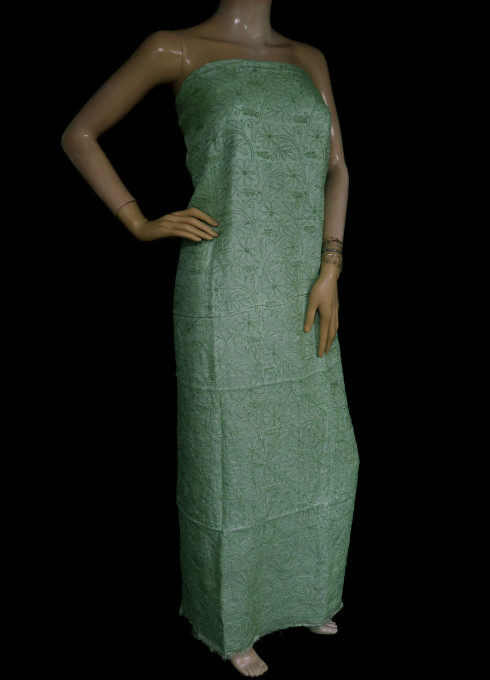 ISHIEQA's Green Pure Silk Kurti Fabric - RC0402D