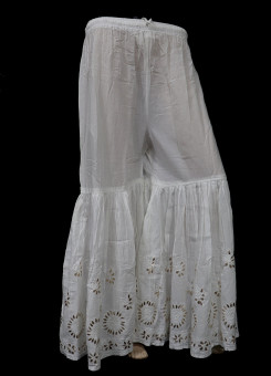 ISHIEQA's White Cotton-Gotta Chikankari Gharara - RC0401D