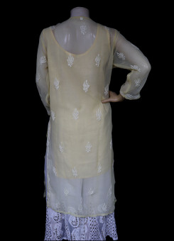 ISHIEQA's Beige Georgette Chikankari Kurti  - AN0507D