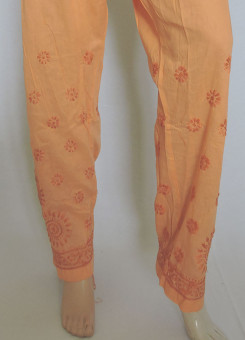 ISHIEQA's Light Orange Cotton Chikankari Pant - KL0307C