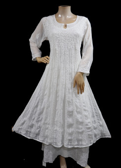 ISHIEQA's White Georgette Anarkali Kurti  - AN0504D