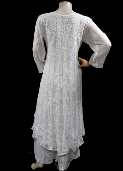 ISHIEQA's White Georgette Anarkali Kurti  - AN0504D
