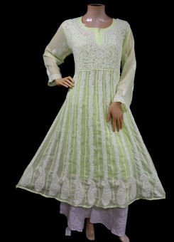 ISHIEQA's Lemon Georgette Anarkali Kurti  - AN0504D