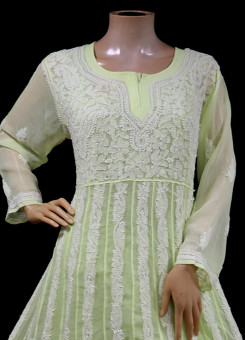 ISHIEQA's Lemon Georgette Anarkali Kurti  - AN0504D