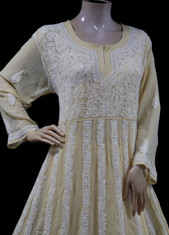 ISHIEQA's Beige Georgette Anarkali Kurti  - AN0504D