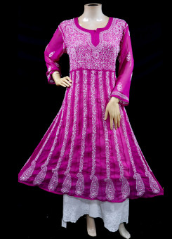 ISHIEQA's Pink Georgette Anarkali Kurti  - AN0504D