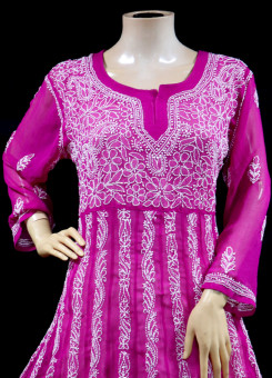 ISHIEQA's Pink Georgette Anarkali Kurti  - AN0504D