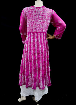 ISHIEQA's Pink Georgette Anarkali Kurti  - AN0504D