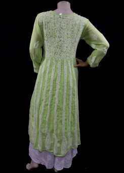 ISHIEQA's Green Georgette Anarkali Kurti  - AN0504D