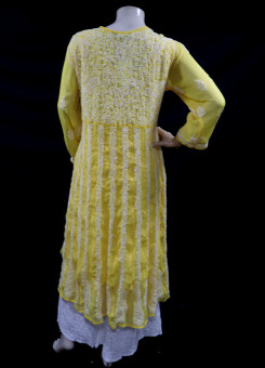 ISHIEQA's Yellow Georgette Anarkali Kurti  - AN0504D