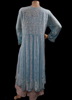 ISHIEQA's Blue Georgette Anarkali Kurti  - AN0504D