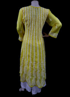 ISHIEQA's Yellow Georgette Anarkali Kurti  - AN0503D