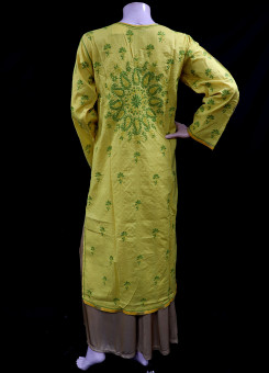 ISHIEQA's Designer Yellow-G Chikankari Cotton Kurti (L)  - MC0101B