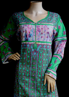ISHIEQA's Designer Green Chikankari Cotton Kurti (L)  - MC0101B