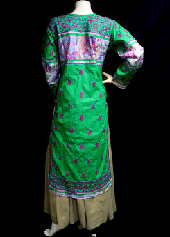 ISHIEQA's Designer Green Chikankari Cotton Kurti (L)  - MC0101B