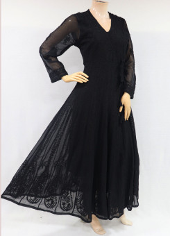 ISHIEQA's Black Georgette Angrakha Style Anarkali Kurti  - MV0901D