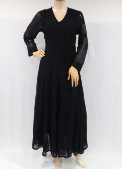 ISHIEQA's Black Georgette Angrakha Style Anarkali Kurti - MV0901D