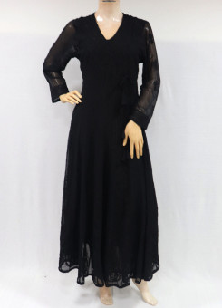 ISHIEQA's Black Georgette Angrakha Style Anarkali Kurti  - MV0901D