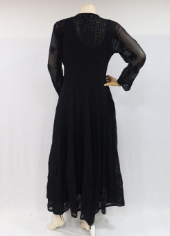 ISHIEQA's Black Georgette Angrakha Style Anarkali Kurti  - MV0901D