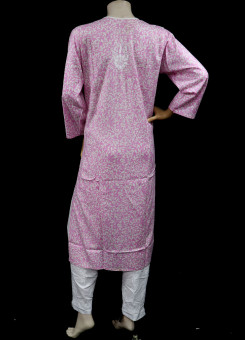 ISHIEQA's Pink Rayon Chikankari Kurti  - VC0103E