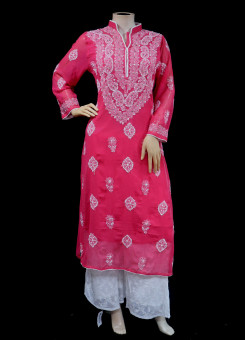 ISHIEQA's Coral Georgette Chikankari & Mukaish Kurti-MV0402E