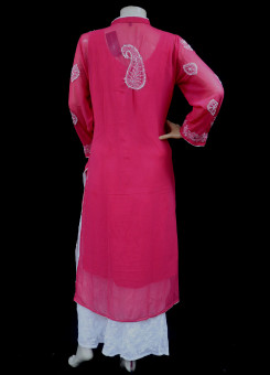 ISHIEQA's Coral Georgette Chikankari & Mukaish Kurti-MV0402E