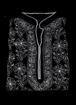 ISHIEQAs Chikankari-Mukaish Black Georgette Kurti-MV0402E