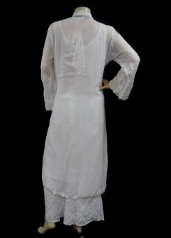 ISHIEQA's White Georgette kalidaar Kurti  - DC0602B