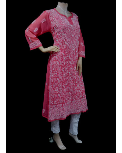 ISHIEQA's Coral Georgette Chikankari Kurti-DC0108B