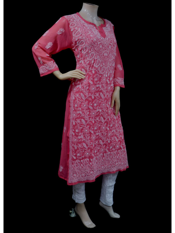 ISHIEQA's Coral Georgette Chikankari Kurti-DC0108B