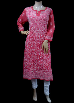 ISHIEQA's Coral Georgette Chikankari Kurti-DC0108B