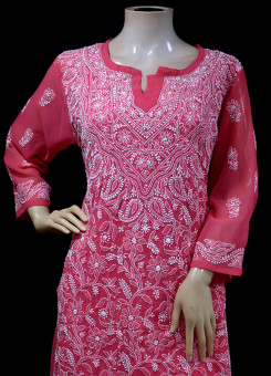 ISHIEQA's Coral Georgette Chikankari Kurti-DC0108B