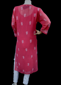 ISHIEQA's Coral Georgette Chikankari Kurti-DC0108B